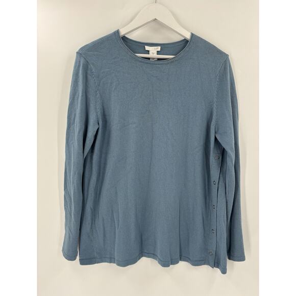 J. Jill Sweater Womens Medium Blue Pullover Crewneck Cotton Blend Stretchy Light - Picture 1 of 16
